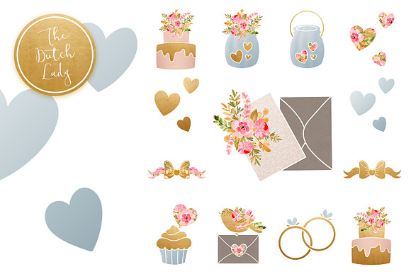 Wedding Day & Marriage Clipart Set in Illustrations - product preview 4