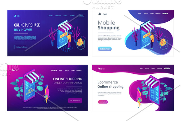 E-commerce isometric landing pages in Landing Page Templates - product preview 1