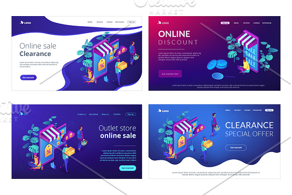 E-commerce isometric landing pages in Landing Page Templates - product preview 2