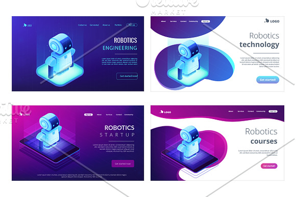 Robotics isometric landing pages in Landing Page Templates - product preview 1