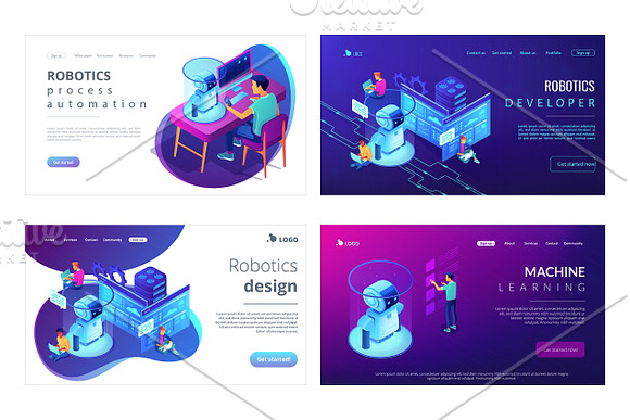 Robotics isometric landing pages in Landing Page Templates - product preview 3
