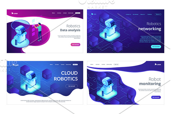 Robotics isometric landing pages in Landing Page Templates - product preview 4