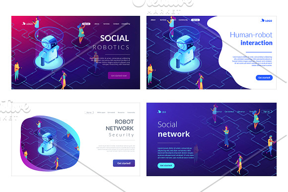 Robotics isometric landing pages in Landing Page Templates - product preview 5
