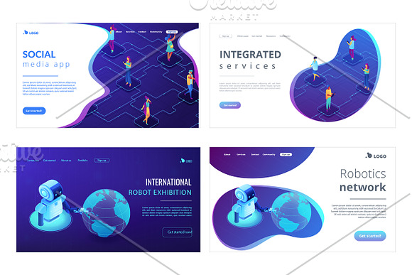 Robotics isometric landing pages in Landing Page Templates - product preview 6