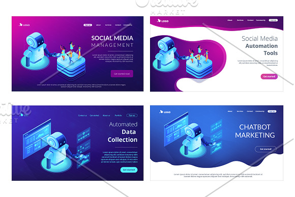 Robotics isometric landing pages in Landing Page Templates - product preview 7