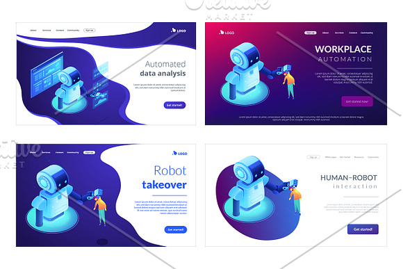Robotics isometric landing pages in Landing Page Templates - product preview 8