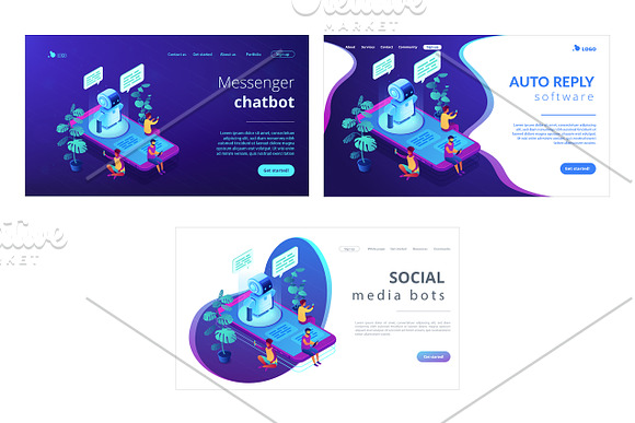 Robotics isometric landing pages in Landing Page Templates - product preview 9