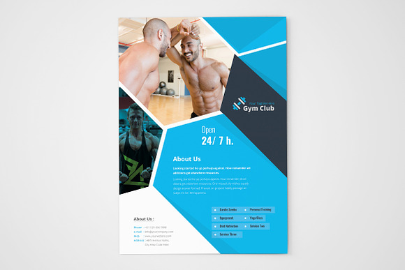 Blue and Black Gym Flyer Template in Flyer Templates - product preview 2