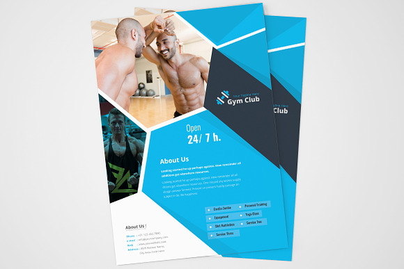 Blue and Black Gym Flyer Template in Flyer Templates - product preview 3