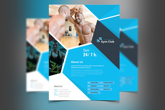 Blue and Black Gym Flyer Template in Flyer Templates - product preview 5