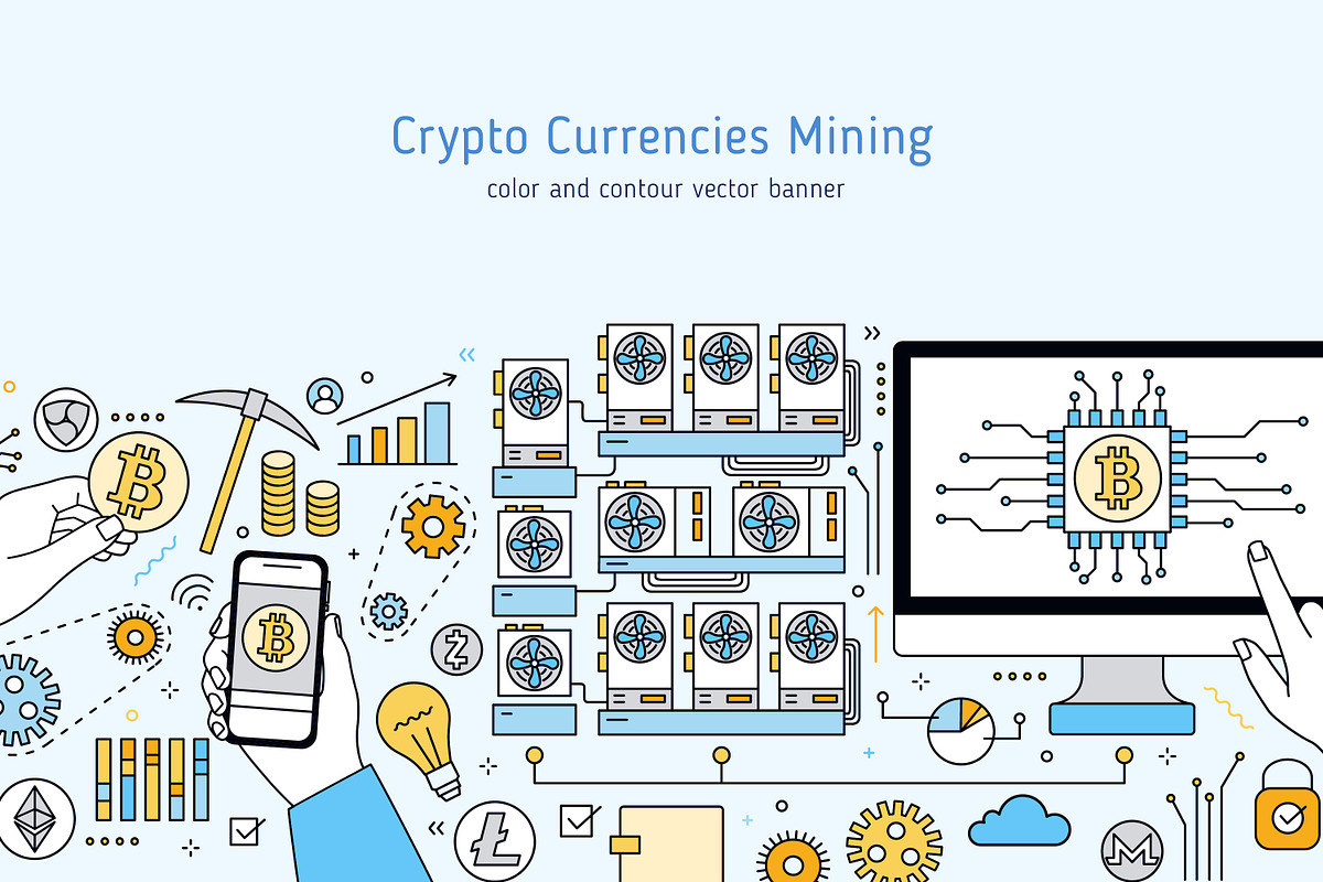 Cryptocurrency mining banner in Illustrations - product preview 8