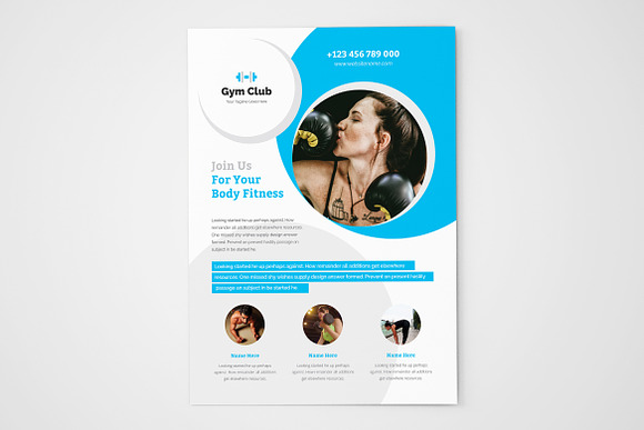 Body Fitness Gym Flyer Template in Flyer Templates - product preview 2
