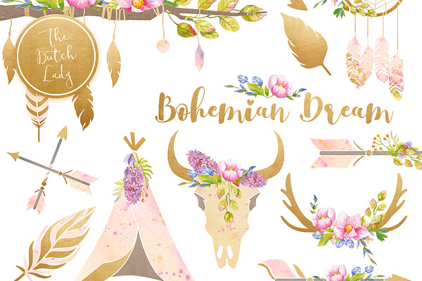 Bohemian Dream Clipart Set