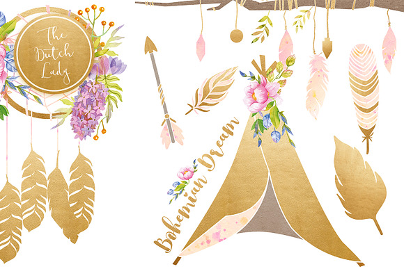 Bohemian Dream Clipart Set in Illustrations - product preview 1