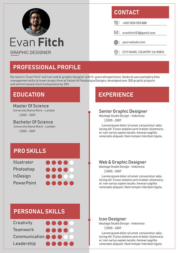 Clean Resume/CV in Letter Templates - product preview 3
