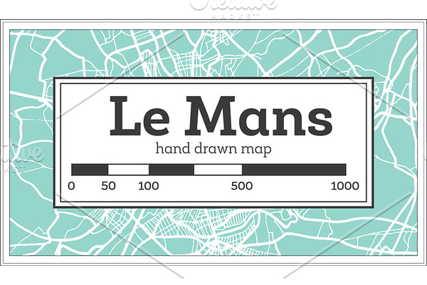 Le Mans France City Map in Retro