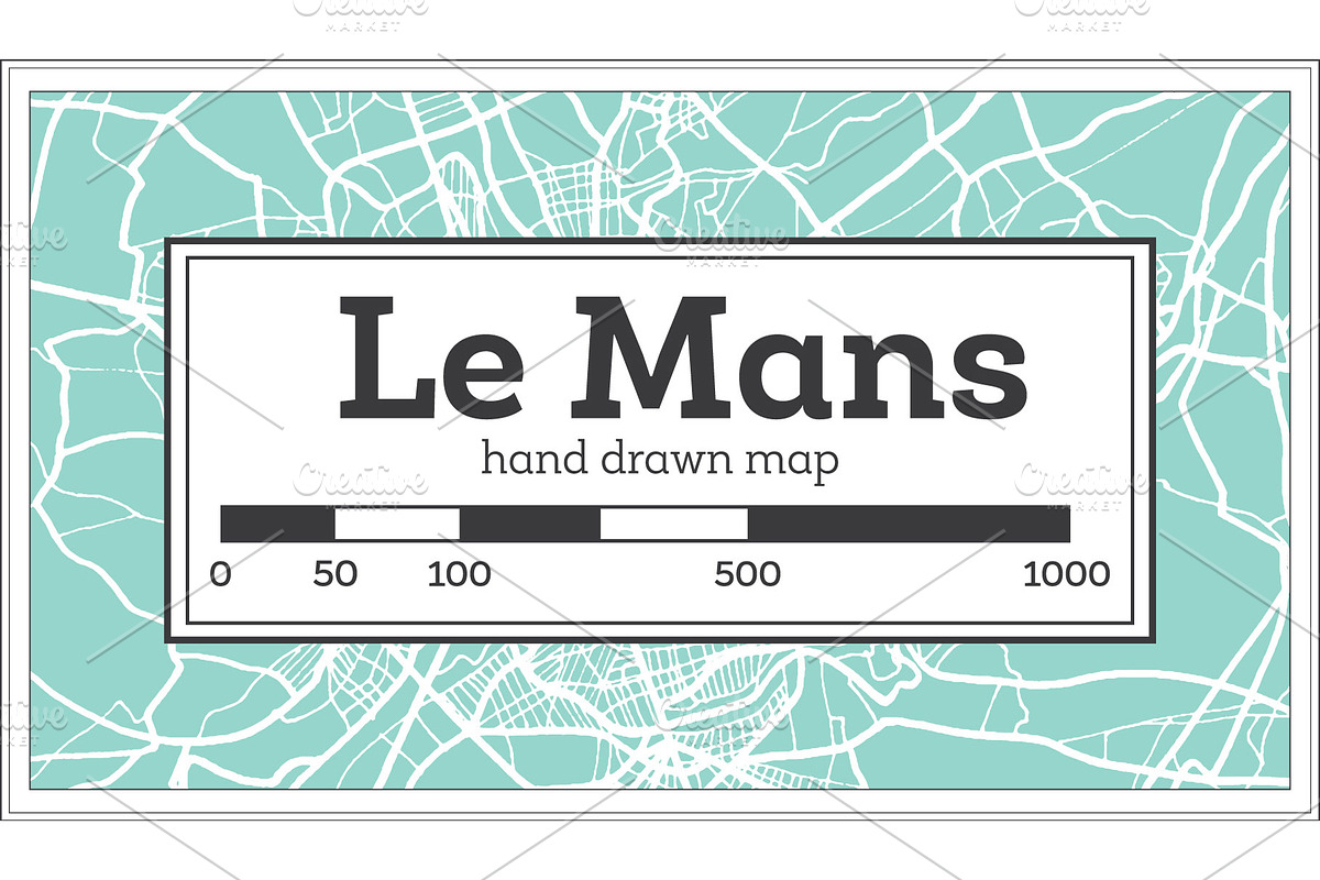 Le Mans France City Map in Retro in Illustrations - product preview 8