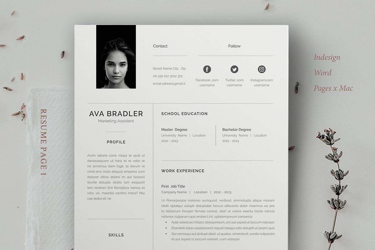 Resume / Cv / Ava in Resume Templates - product preview 8