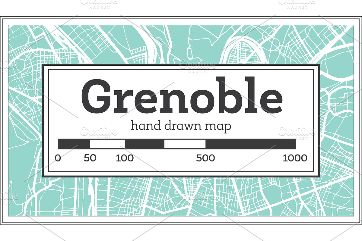 Grenoble France City Map in Retro in Illustrations - product preview 8