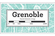 Grenoble France City Map in Retro