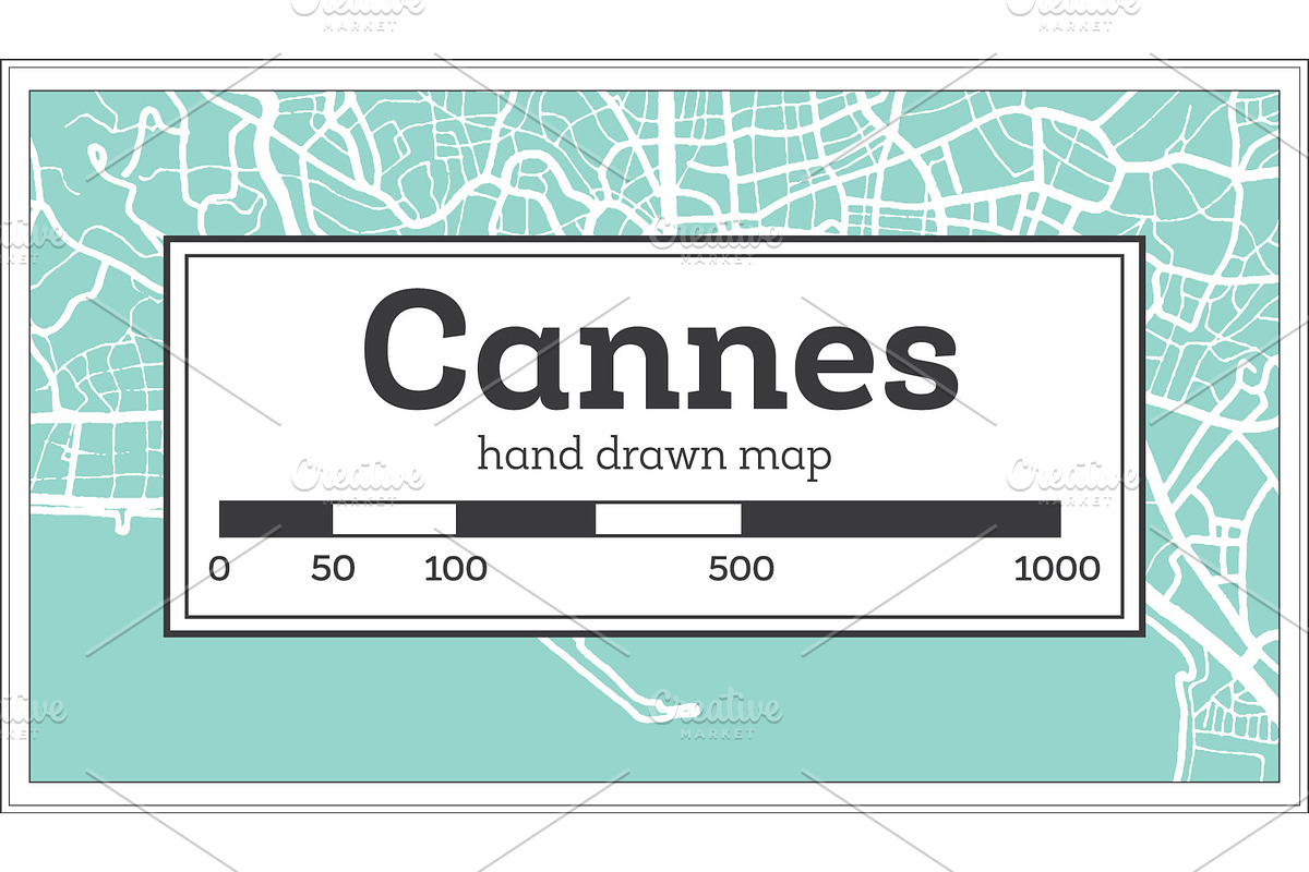 Cannes France City Map in Retro in Illustrations - product preview 8