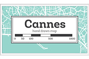 Cannes France City Map in Retro