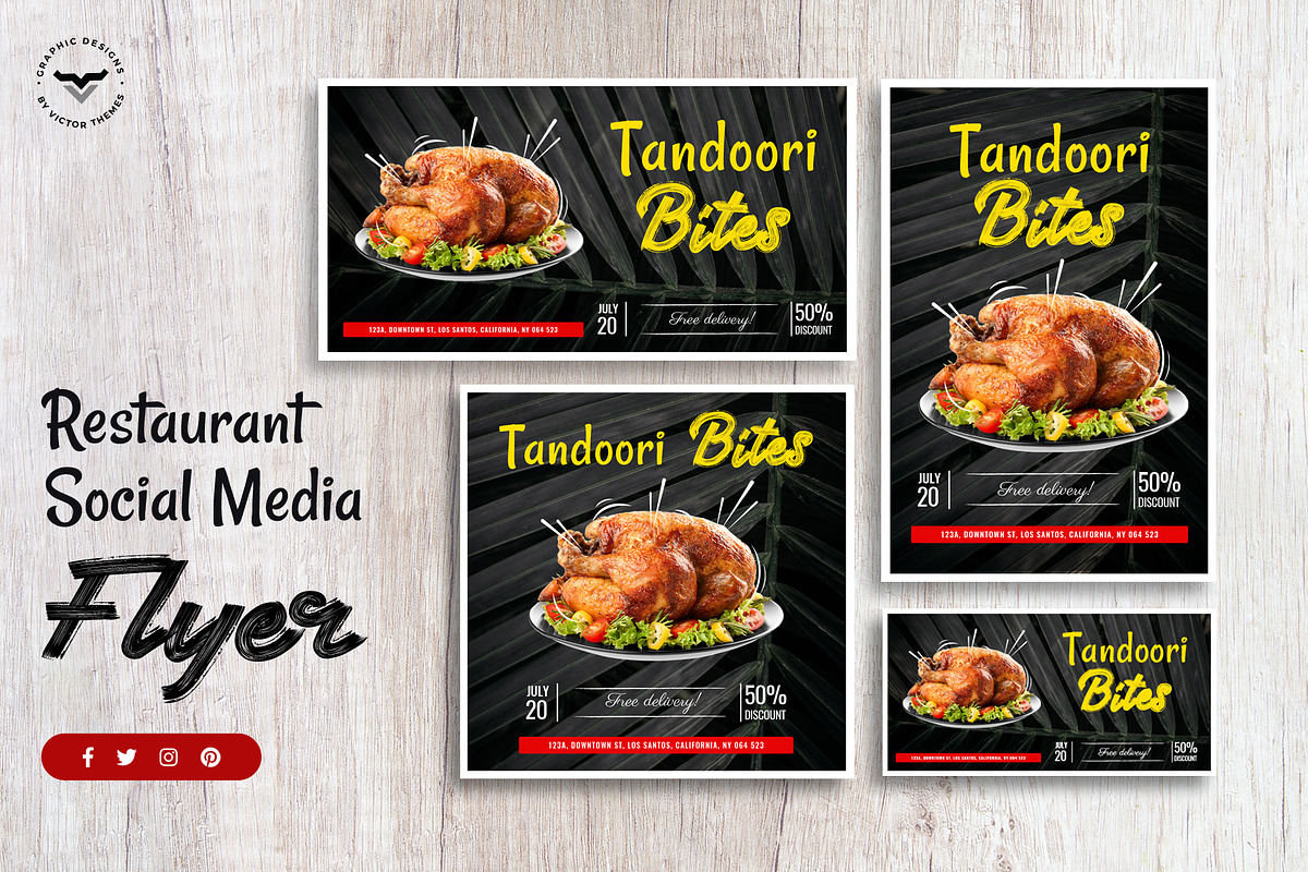 Restaurant Social Media Template in Social Media Templates - product preview 8