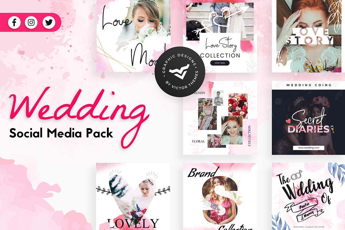 Wedding Social Media Templates in Social Media Templates - product preview 8
