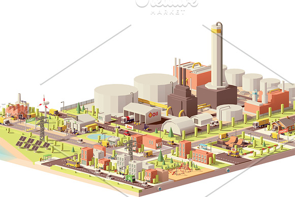 Vector Oil Refinery and the City in Illustrations - product preview 1