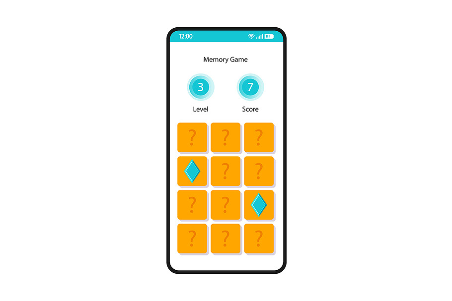 Memory game smartphone interface in Mobile & Web Mockups - product preview 8