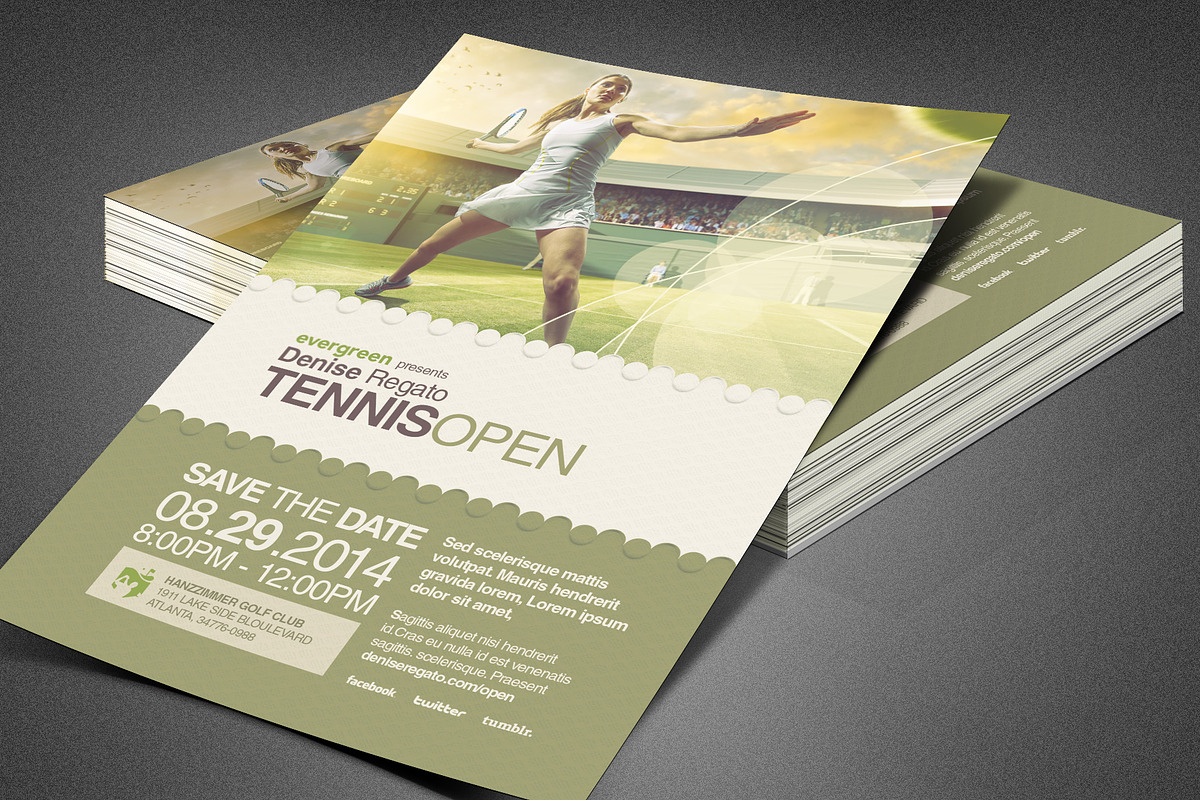 Regato Tennis Open Flyer Template in Flyer Templates - product preview 8