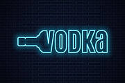Vodka bottle neon sign.