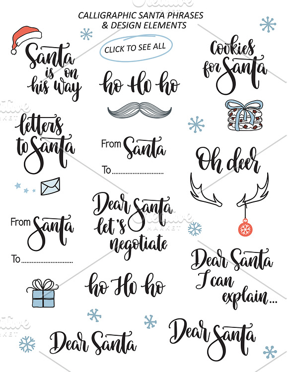 Santa hand lettering vector bundle in Graphics - product preview 3