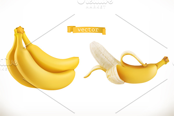 Banana bunch. Tropical fruit, vector