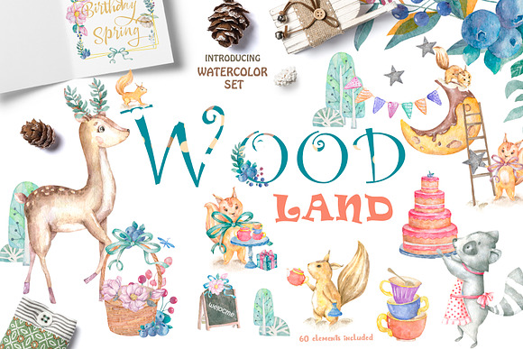 Woodland Party Cute forest animals in Illustrations - product preview 5