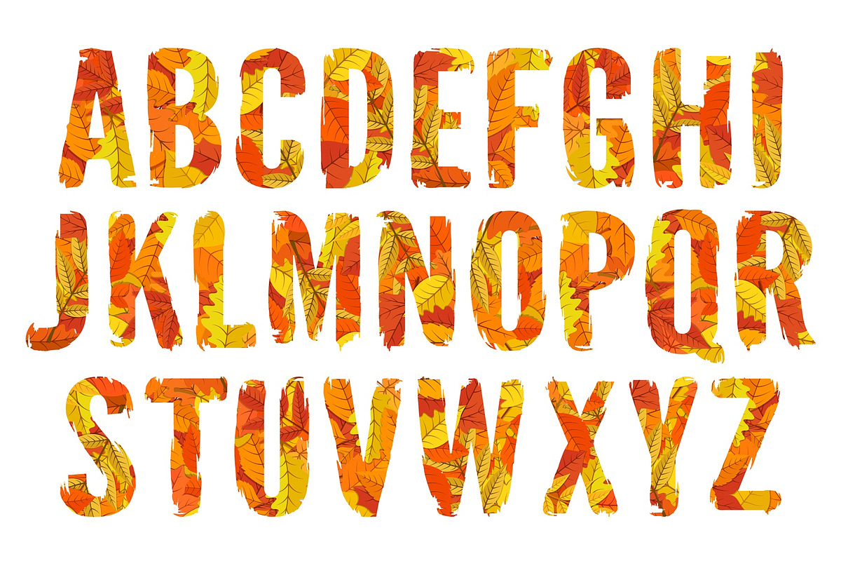 Autumn Leaves Alphabet [Vector] in Symbol Fonts - product preview 8