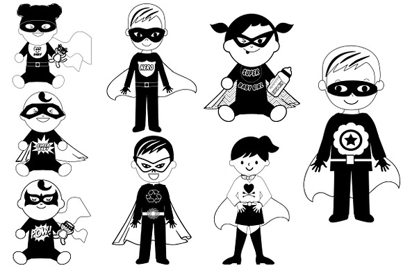 Superhero Kids, Babies & Elements in Illustrations - product preview 2