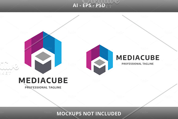 Media Cube Letter M Logo in Logo Templates - product preview 4