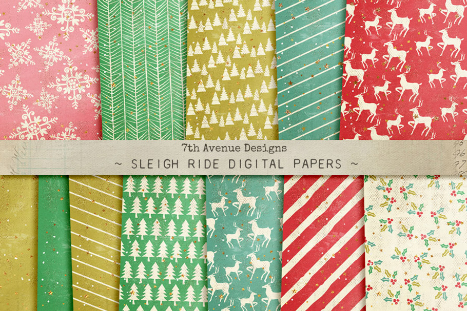 Sleigh Ride Digital Papers in Patterns - product preview 8