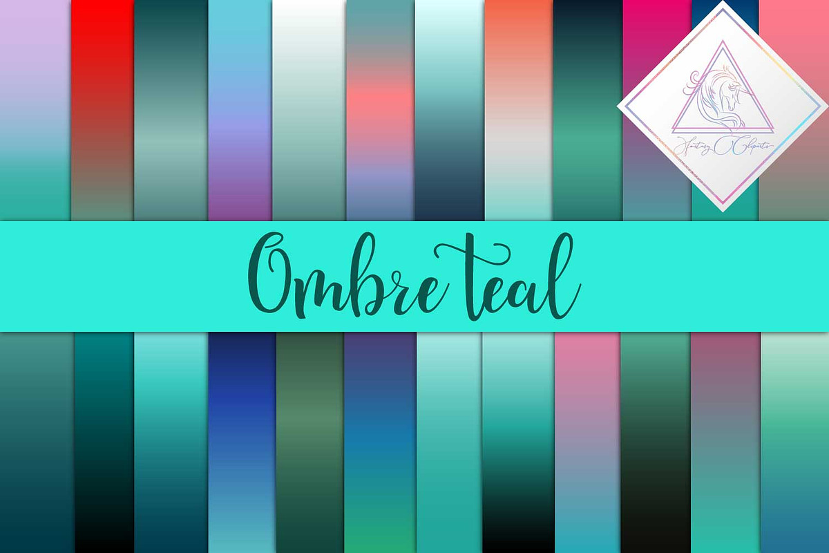 Ombre Teal Digital Paper in Textures - product preview 8