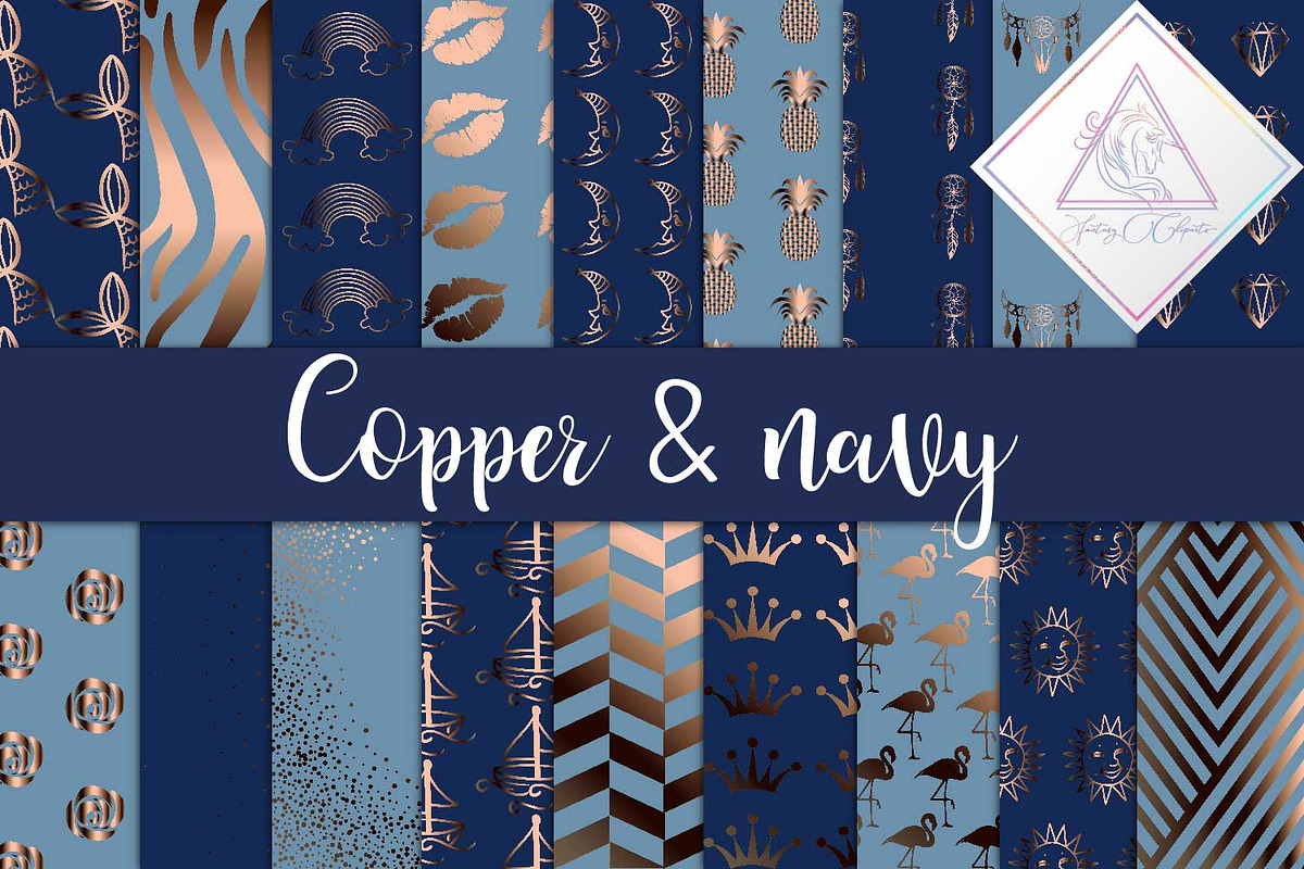 Copper & Navy Backgrounds in Textures - product preview 8