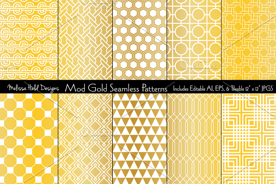 Mod Gold Seamless Patterns in Patterns - product preview 8