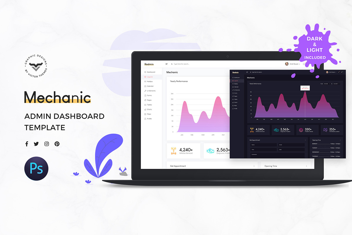 Mechanic Admin Dashboard UI Kit in UI Kits and Libraries - product preview 8
