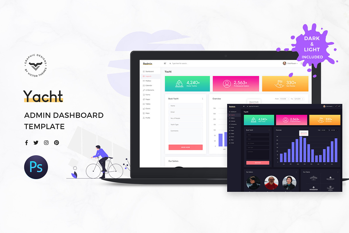 Yacht Admin Dashboard UI Kit in UI Kits and Libraries - product preview 8