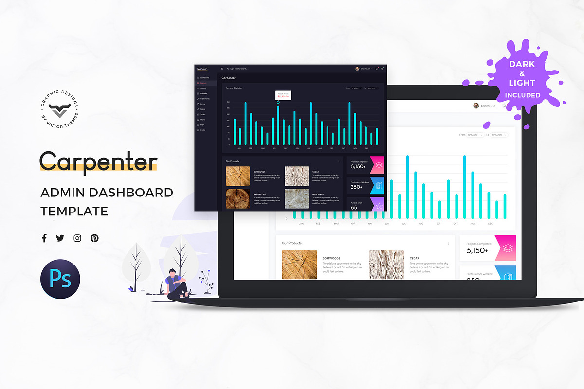 Carpenter Admin Dashboard UI Kit in UI Kits and Libraries - product preview 8