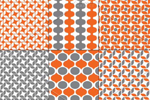 Orange & Gray Seamless Patterns in Patterns - product preview 1