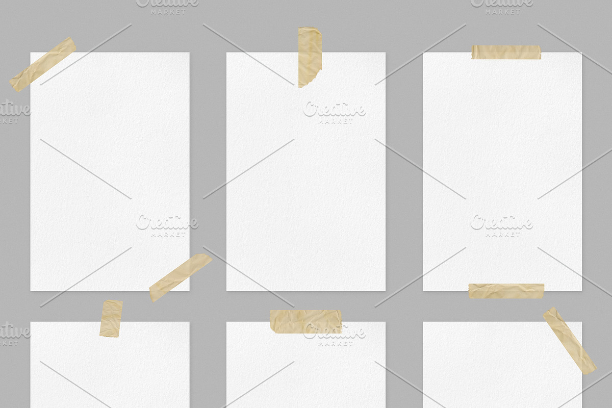 Set of blank white paper sheets in Mockup Templates - product preview 8