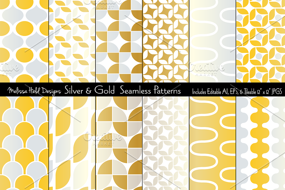 Silver & Gold Seamless Patterns in Patterns - product preview 8