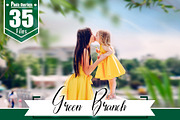35 green branch photoshop overlays