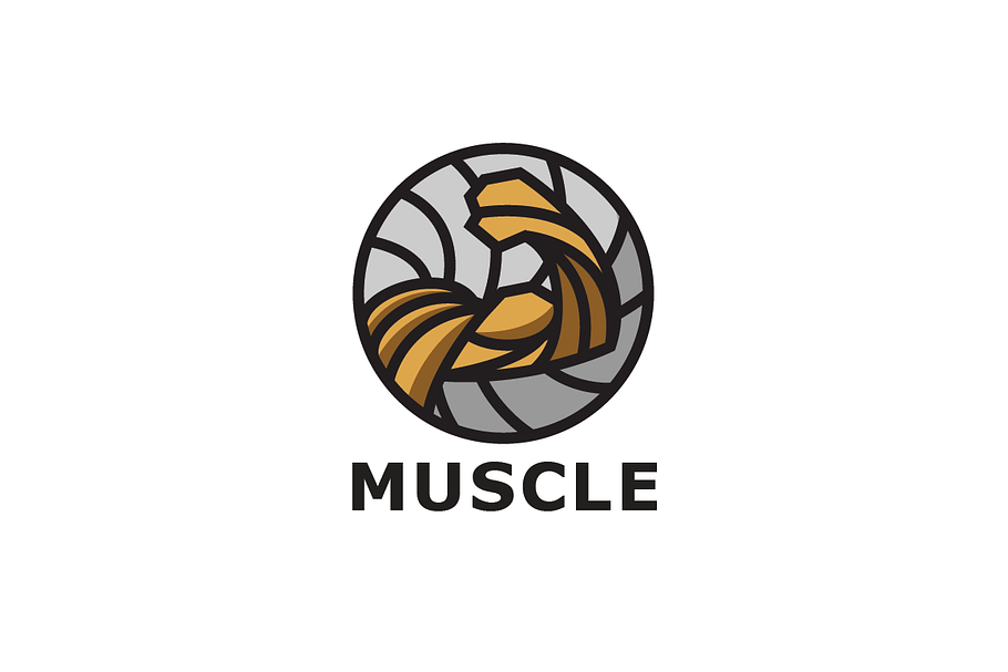 Wood Gym Muscle Logo Template